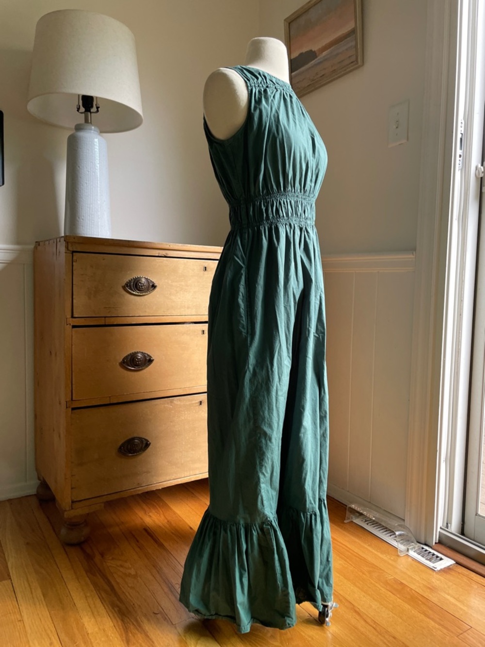 a new day Green Sleeveless Maxi Dress with Ruffle Hem and pockets